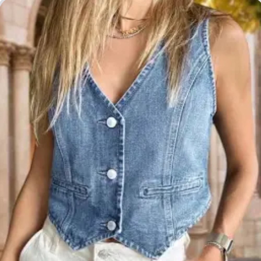 SHEIN Blue Denim Vest Top
